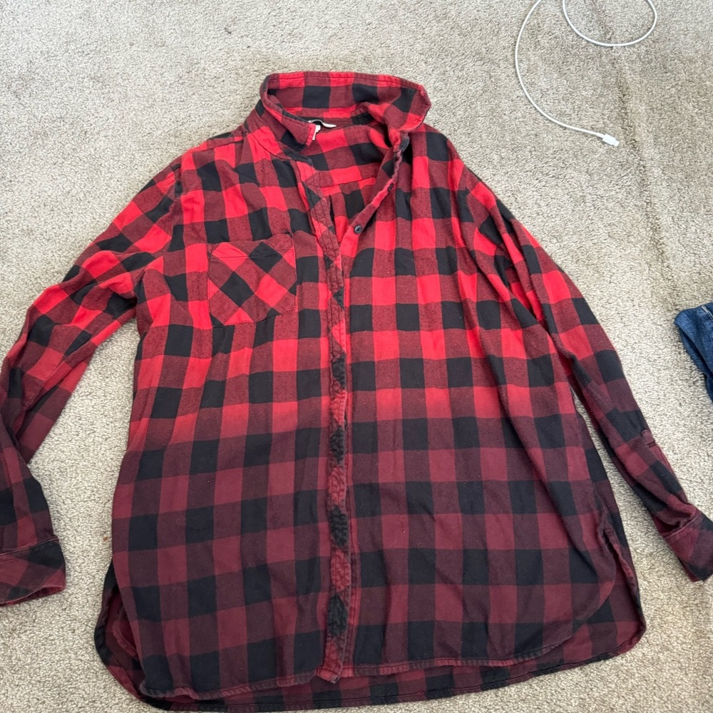 Button up plaid shirt.